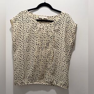 LOFT Beige and Black Polka Dot Blouse